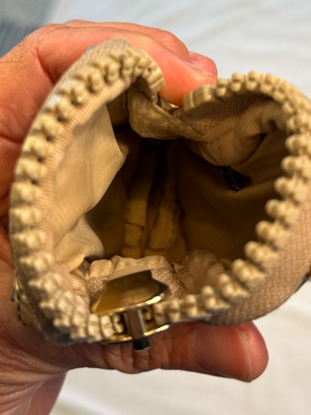 MZ WALLACE Mini Quilted Metallic Gold Clip On Zipped Pouch - Picture 7 of 9